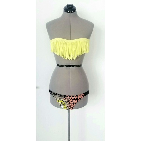 L SPACE SWIMWEAR "2-PIECE" DOLLY FRINGE BANDEAU TOP & CHEEKY BOTTOM BIKINI S - Picture 3 of 9